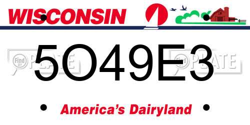 5O49E3 Wisconsin License Plate
