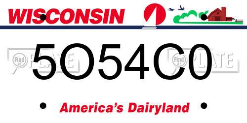 5O54C0 Wisconsin License Plate