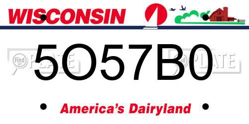 5O57B0 Wisconsin License Plate