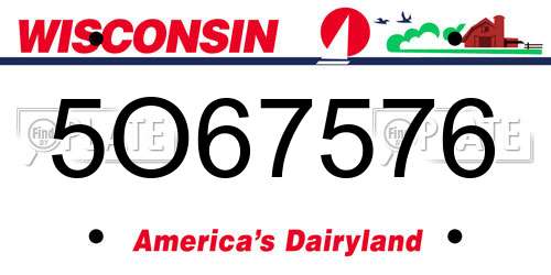 5O67576 Wisconsin License Plate