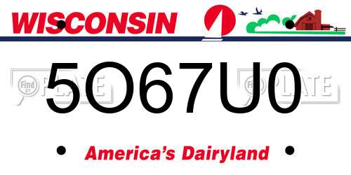 5O67U0 Wisconsin License Plate