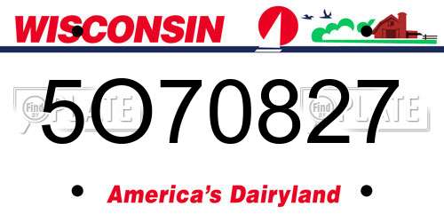 5O70827 Wisconsin License Plate