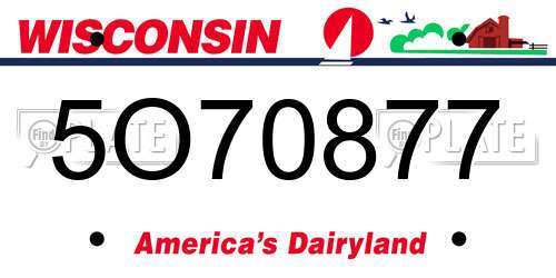 5O70877 Wisconsin License Plate