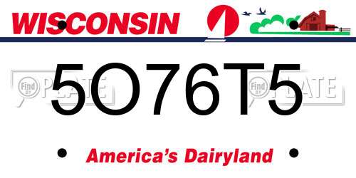 5O76T5 Wisconsin License Plate