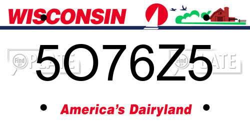 5O76Z5 Wisconsin License Plate