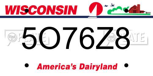 5O76Z8 Wisconsin License Plate