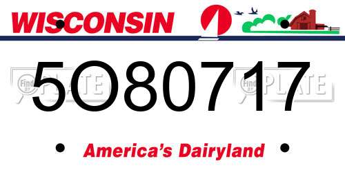 5O80717 Wisconsin License Plate