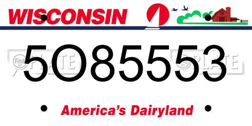 5O85553 Wisconsin License Plate