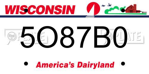 5O87B0 Wisconsin License Plate