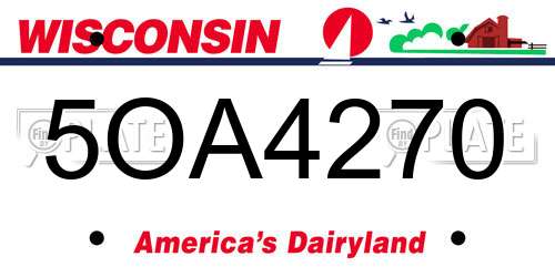 5OA4270 Wisconsin License Plate