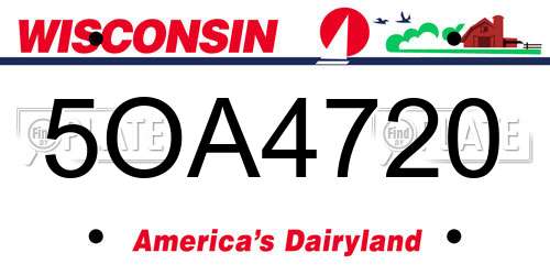 5OA4720 Wisconsin License Plate