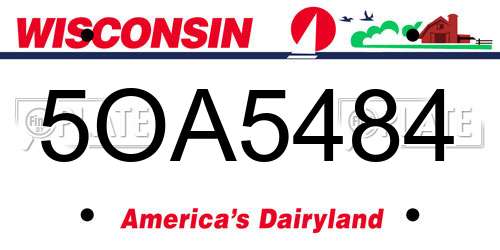 5OA5484 Wisconsin License Plate