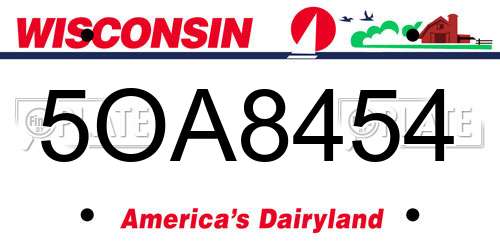 5OA8454 Wisconsin License Plate