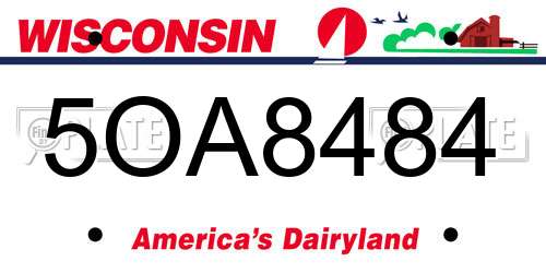 5OA8484 Wisconsin License Plate