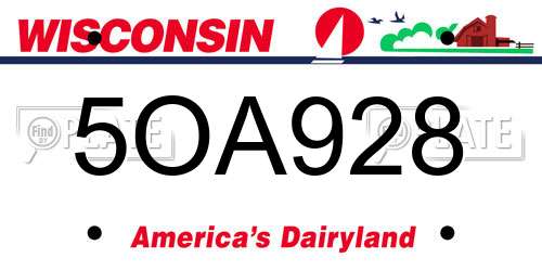 5OA928 Wisconsin License Plate