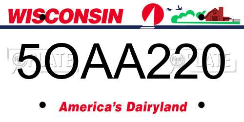 5OAA220 Wisconsin License Plate