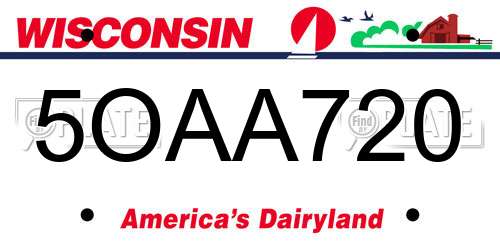 5OAA720 Wisconsin License Plate