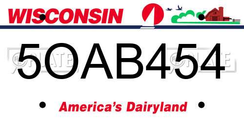 5OAB454 Wisconsin License Plate