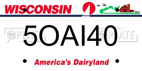 5OAI40 Wisconsin License Plate