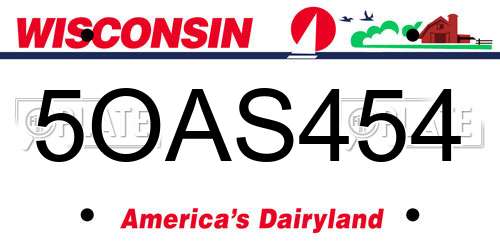 5OAS454 Wisconsin License Plate
