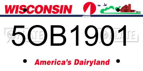 5OB1901 Wisconsin License Plate