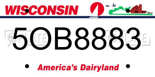 5OB8883 Wisconsin License Plate