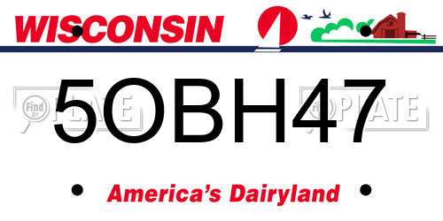 5OBH47 Wisconsin License Plate