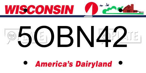 5OBN42 Wisconsin License Plate