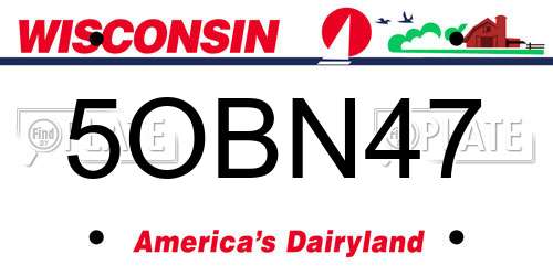 5OBN47 Wisconsin License Plate