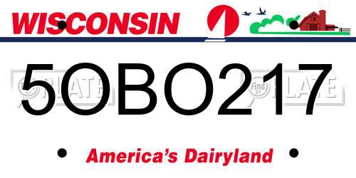 5OBO217 Wisconsin License Plate