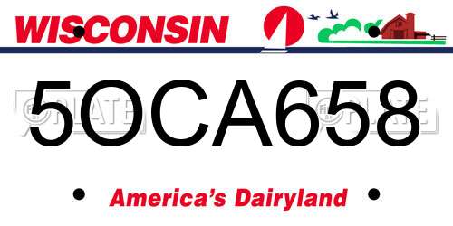 5OCA658 Wisconsin License Plate
