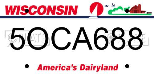 5OCA688 Wisconsin License Plate
