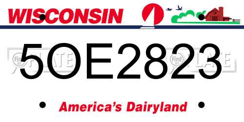 5OE2823 Wisconsin License Plate