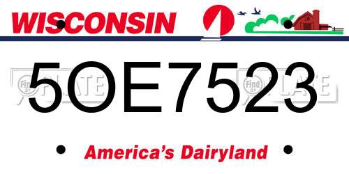 5OE7523 Wisconsin License Plate
