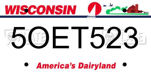 5OET523 Wisconsin License Plate
