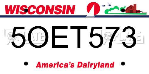 5OET573 Wisconsin License Plate