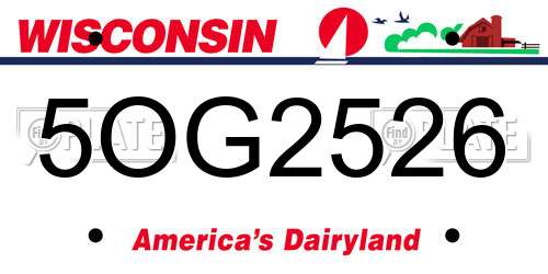 5OG2526 Wisconsin License Plate