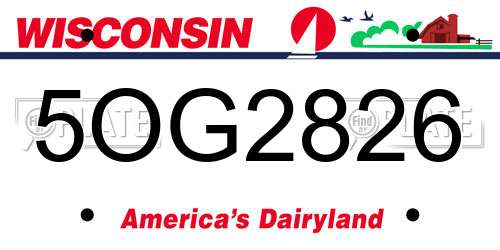 5OG2826 Wisconsin License Plate