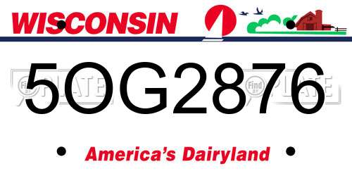 5OG2876 Wisconsin License Plate