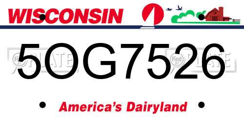5OG7526 Wisconsin License Plate