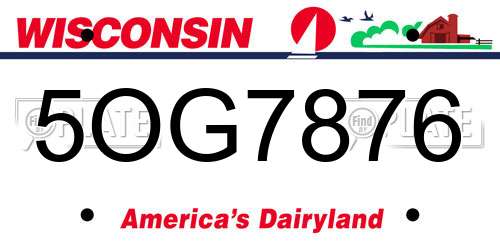 5OG7876 Wisconsin License Plate