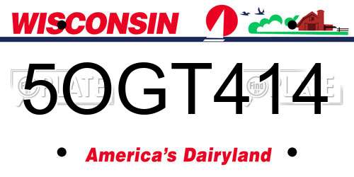 5OGT414 Wisconsin License Plate