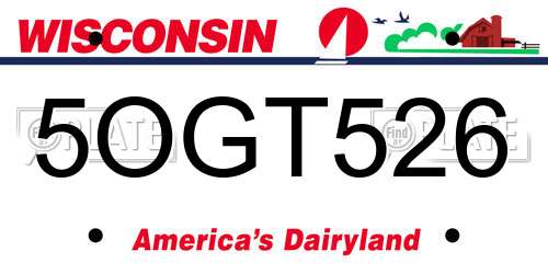 5OGT526 Wisconsin License Plate