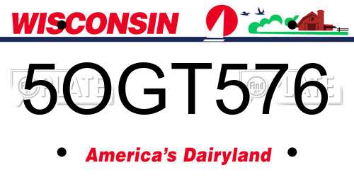 5OGT576 Wisconsin License Plate