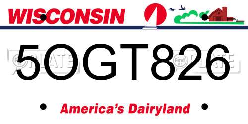 5OGT826 Wisconsin License Plate