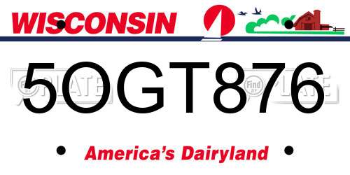 5OGT876 Wisconsin License Plate