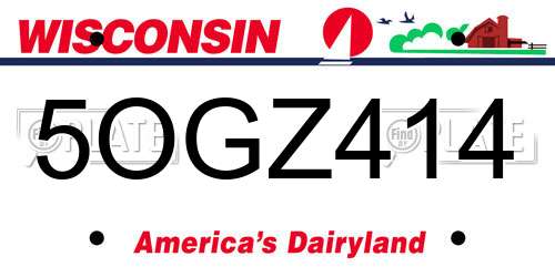 5OGZ414 Wisconsin License Plate