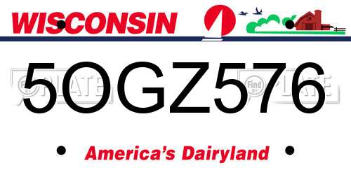5OGZ576 Wisconsin License Plate