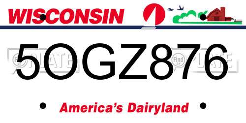 5OGZ876 Wisconsin License Plate