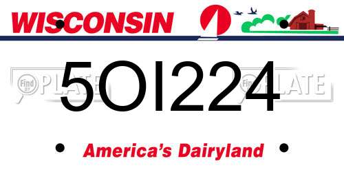 5OI224 Wisconsin License Plate